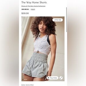 Free People Movement The Way Home Shorts Size Large Arctic Mist